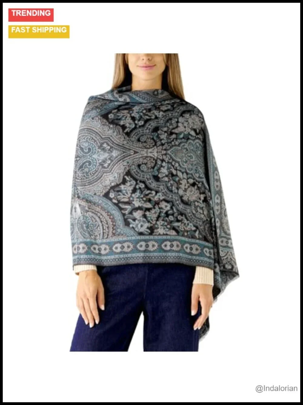 Spanish Design Long Shawl Scarf 100% Viscose from Bamboo